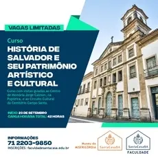 Faculdade Santa Casa e Museu da Misericórdia oferecem curso livre sobre a história de Salvador